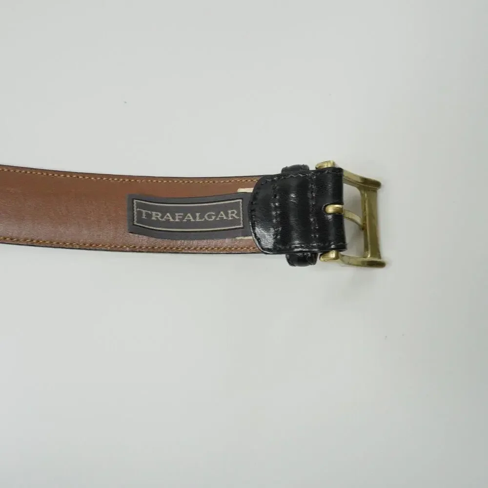 Trafalgar Handmade Black Leather Cortina Belt With Gold Buckle Mens Size 38 / 95